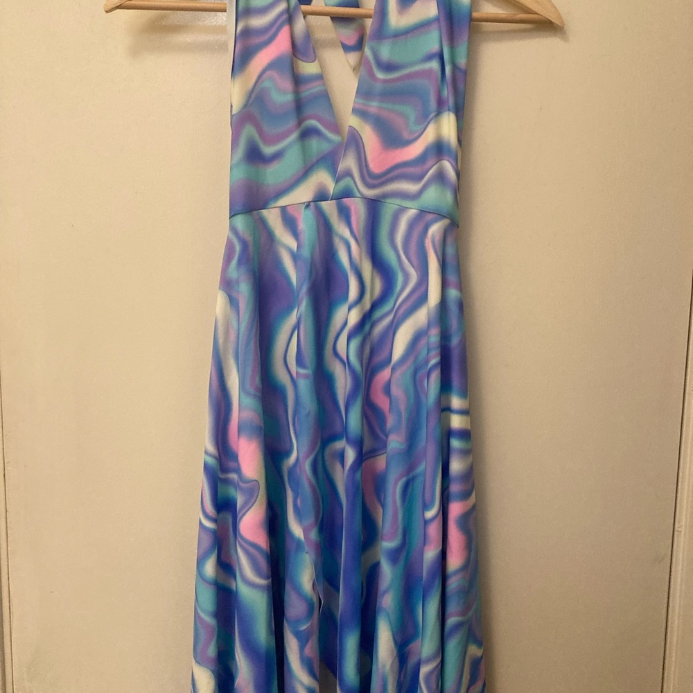 Multicolor V-Neck Women's Dress